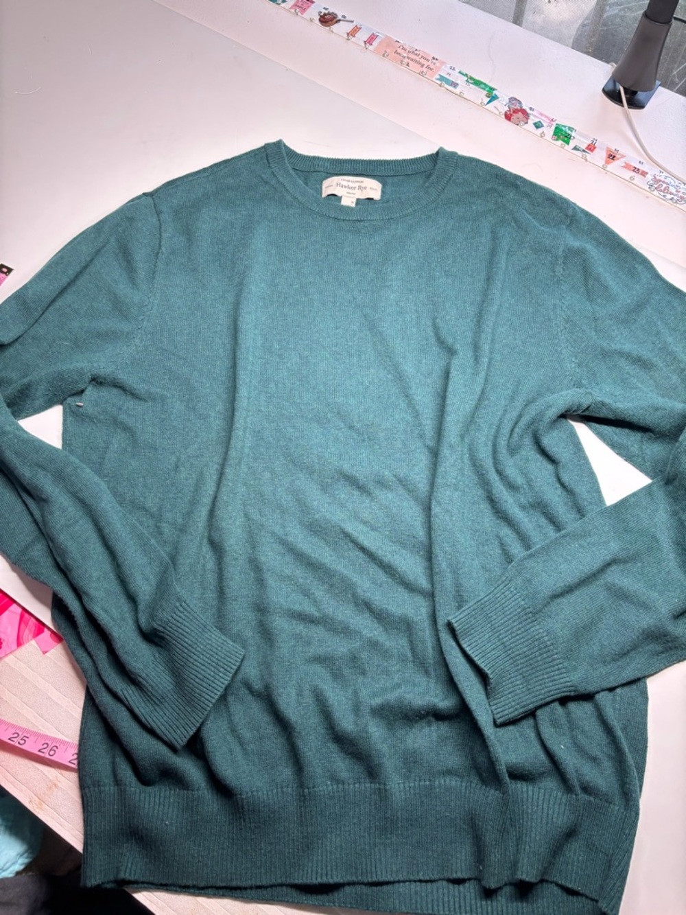 Men's Crewneck Sweater - Teal Green - Picture 4 of 4